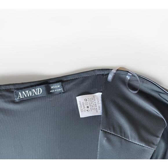 ANWND Faux Leather Bustier Crop Top Black Zip Back Strapless Corset Style Size M - Picture 6 of 7